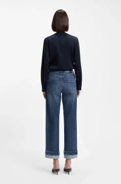 Slim-Fit Jeans aus indigoblauem Stretch-Denim mit umgeschlagenen Hosensäumen
