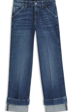 Slim-Fit Jeans aus indigoblauem Stretch-Denim mit umgeschlagenen Hosensäumen