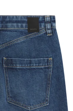 Slim-Fit Jeans aus indigoblauem Stretch-Denim mit umgeschlagenen Hosensäumen