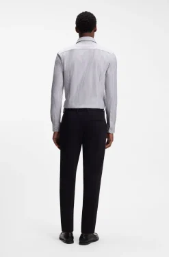 Slim-Fit Jersey-Hemd aus Baumwoll-Mix mit Streifen-Muster