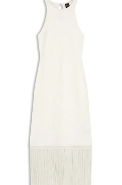 Slim-Fit Kleid mit floralem Muster und Fransen-Saum
