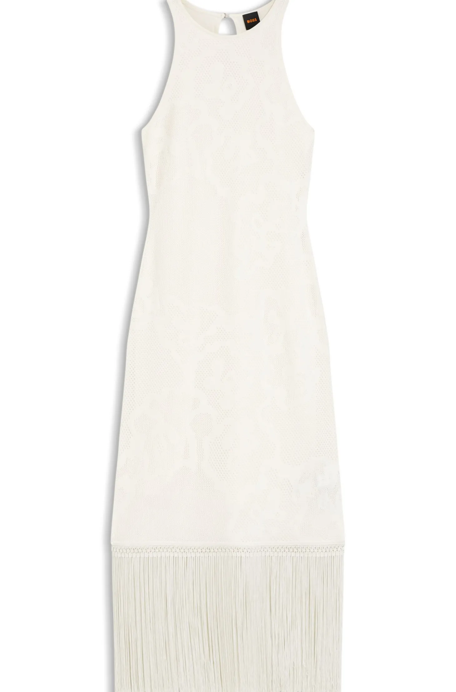 Slim-Fit Kleid mit floralem Muster und Fransen-Saum