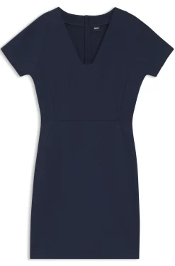 Slim-Fit Kleid mit Paspelierung an der Taille