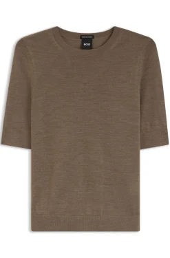 Slim-Fit Kurzarmpullover aus superfeiner Merinowolle