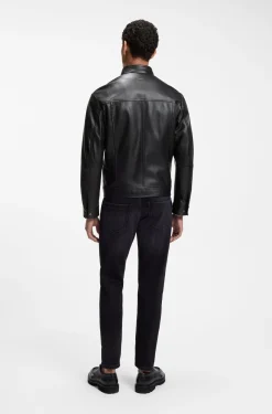Slim-Fit Lederjacke mit Biker-Details
