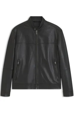 Slim-Fit Lederjacke mit Biker-Details