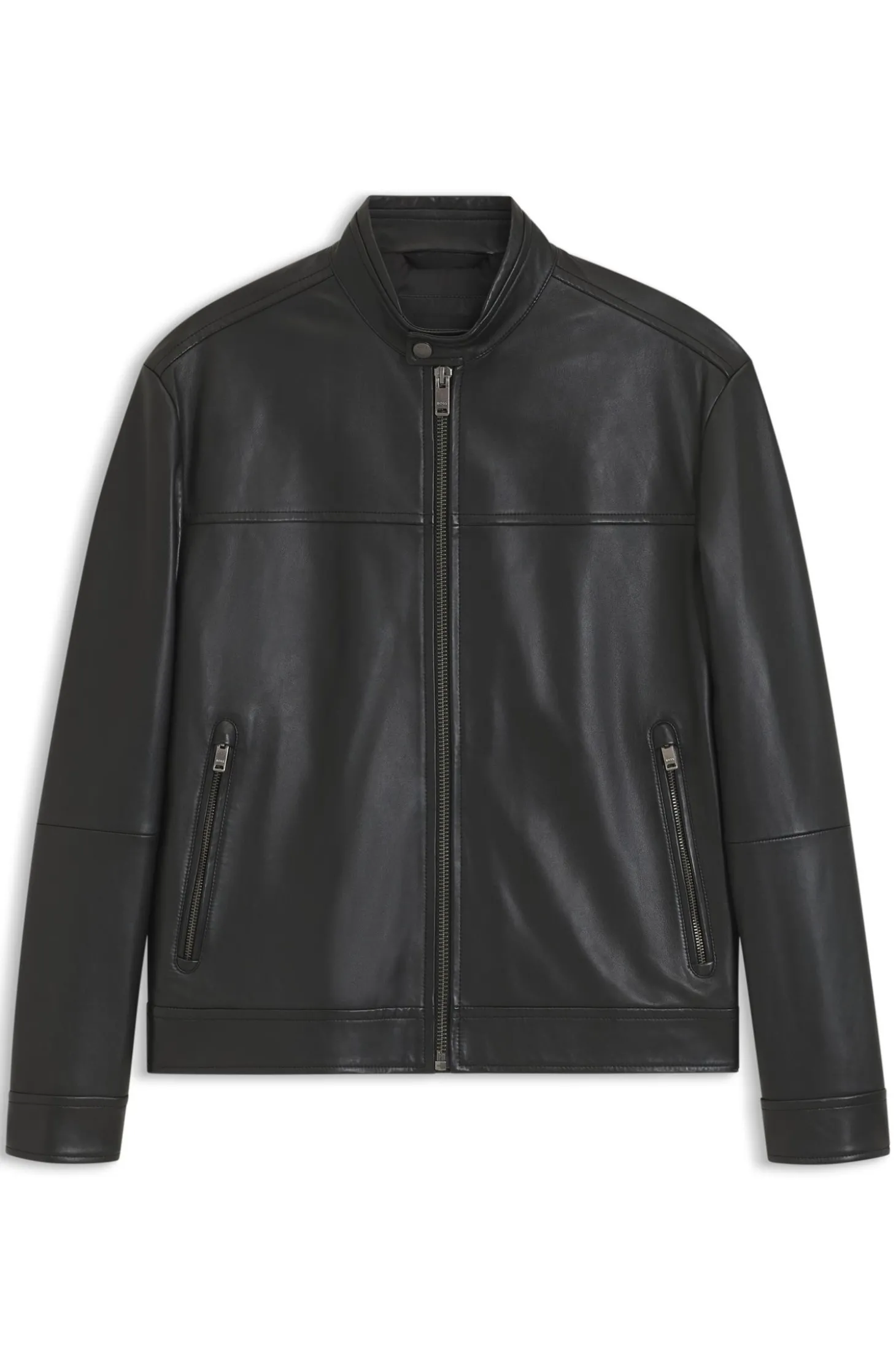 Slim-Fit Lederjacke mit Biker-Details