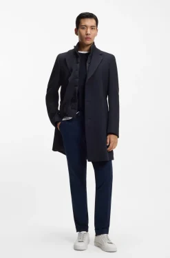 Slim-Fit Mantel aus Baumwoll-Mix mit herausnehmbarem, gepolstertem Innen-Layer