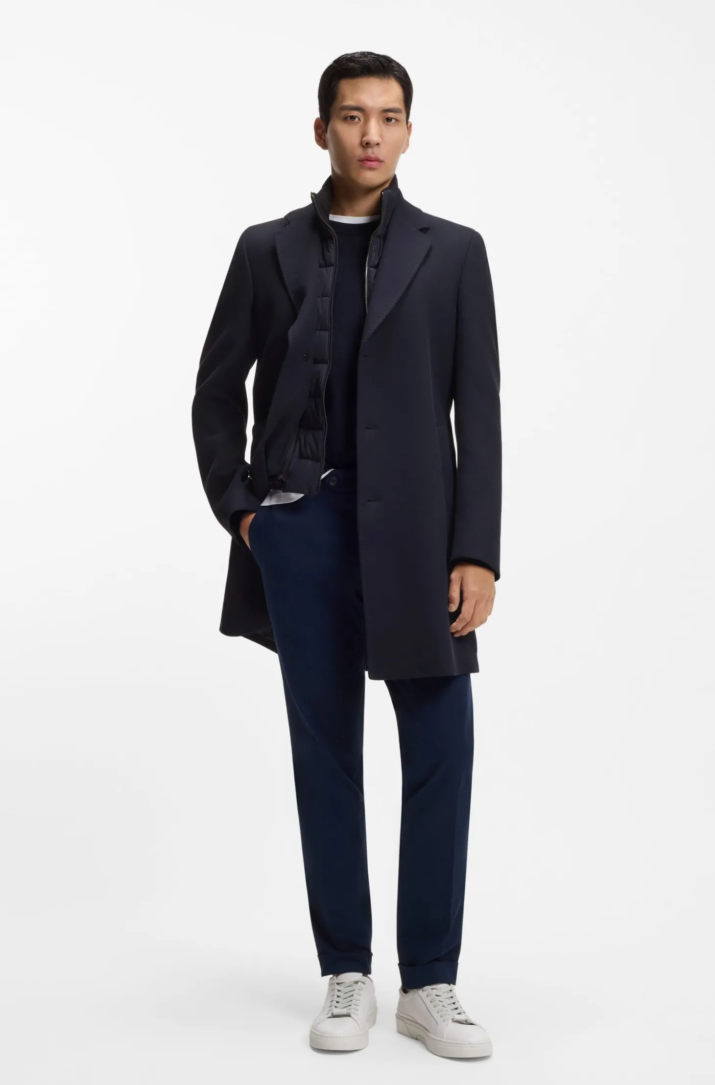 Slim-Fit Mantel aus Baumwoll-Mix mit herausnehmbarem, gepolstertem Innen-Layer