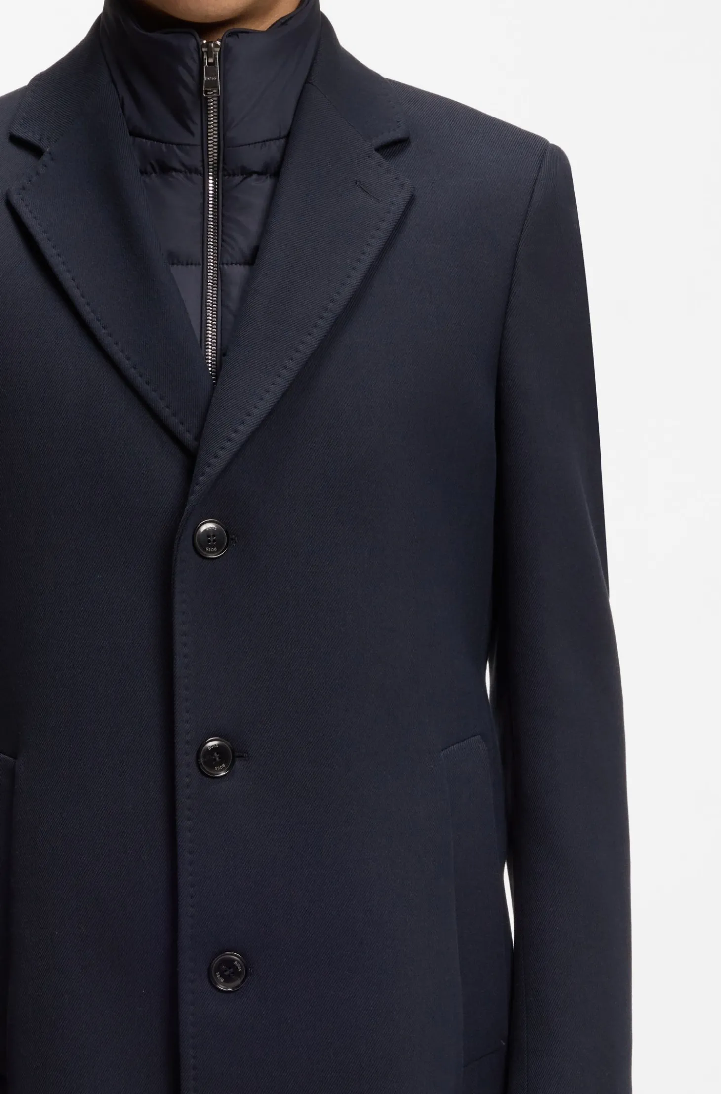 Slim-Fit Mantel aus Baumwoll-Mix mit herausnehmbarem, gepolstertem Innen-Layer