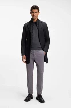 Slim-Fit Mantel aus wasserabweisendem Woll-Mix