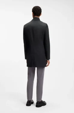 Slim-Fit Mantel aus wasserabweisendem Woll-Mix