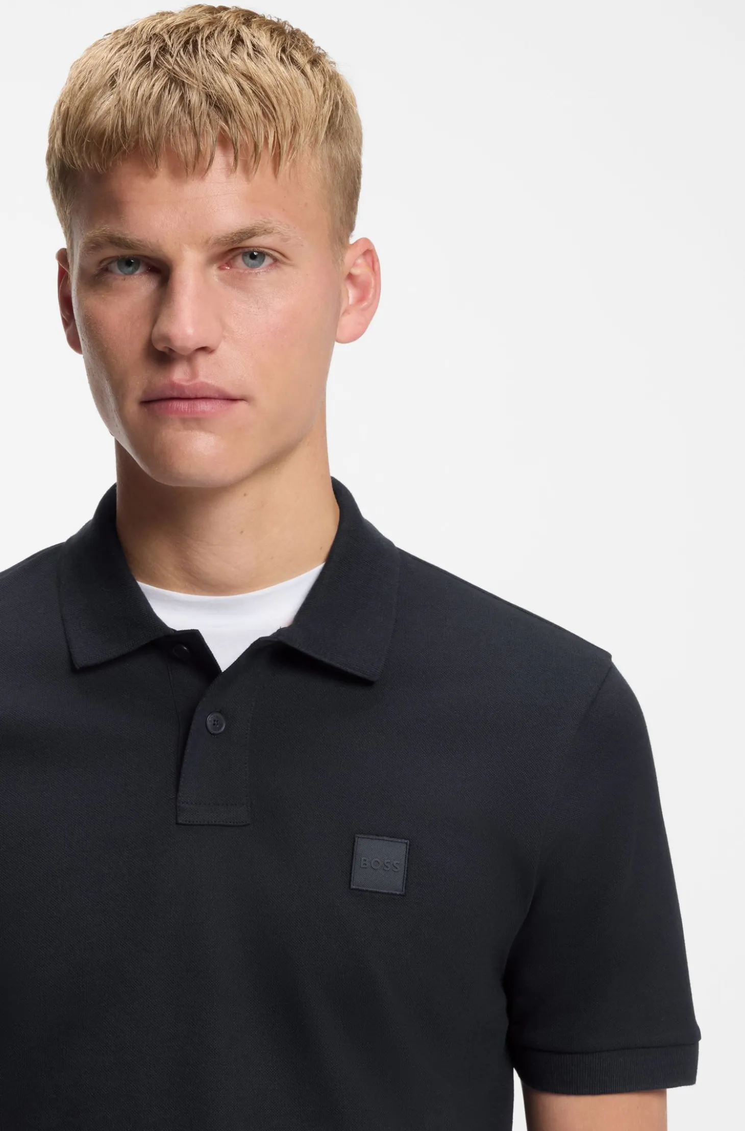 Slim-Fit Polohemd aus Stretch-Baumwolle mit Logo-Aufnäher