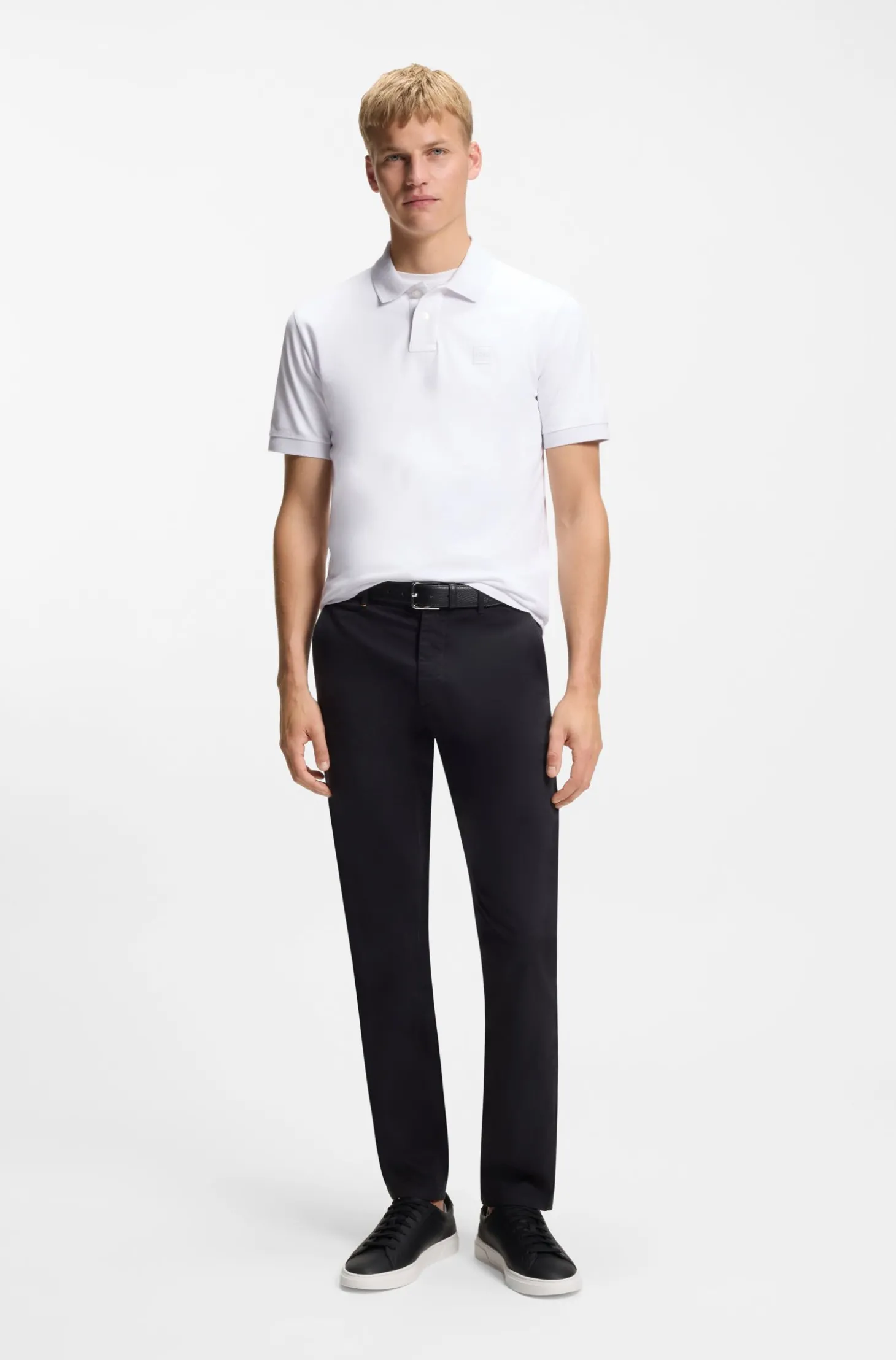 Slim-Fit Polohemd aus Stretch-Baumwolle mit Logo-Aufnäher
