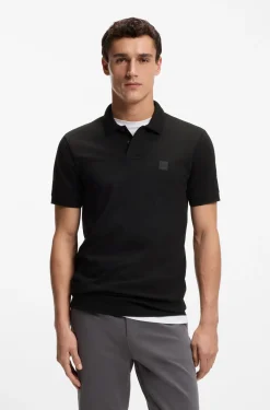 Slim-Fit Polohemd aus Stretch-Baumwolle mit Logo-Aufnäher