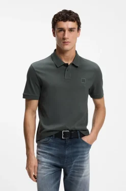 Slim-Fit Polohemd aus Stretch-Baumwolle mit Logo-Aufnäher