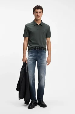 Slim-Fit Polohemd aus Stretch-Baumwolle mit Logo-Aufnäher