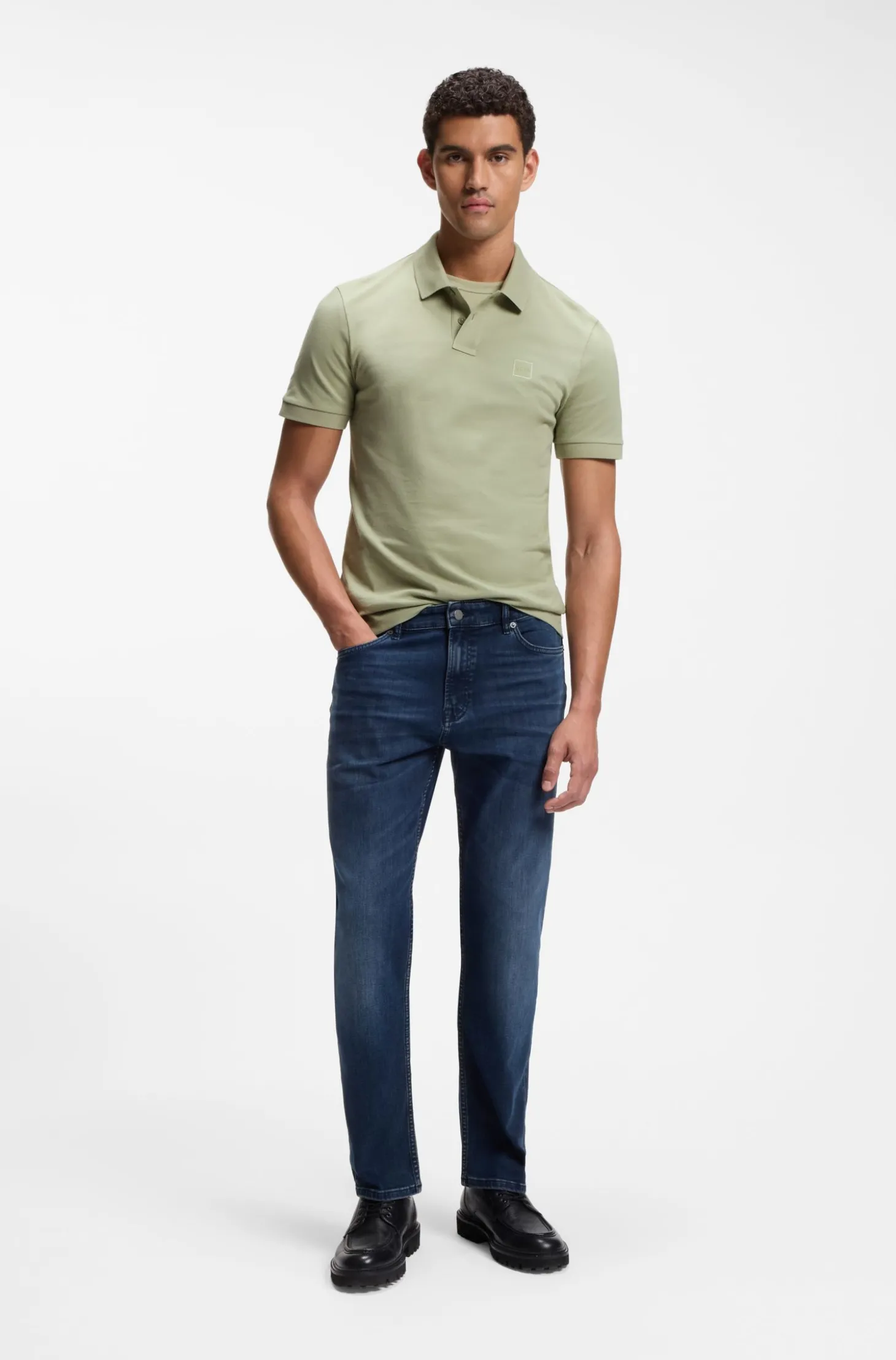 Slim-Fit Polohemd aus Stretch-Baumwolle mit Logo-Aufnäher