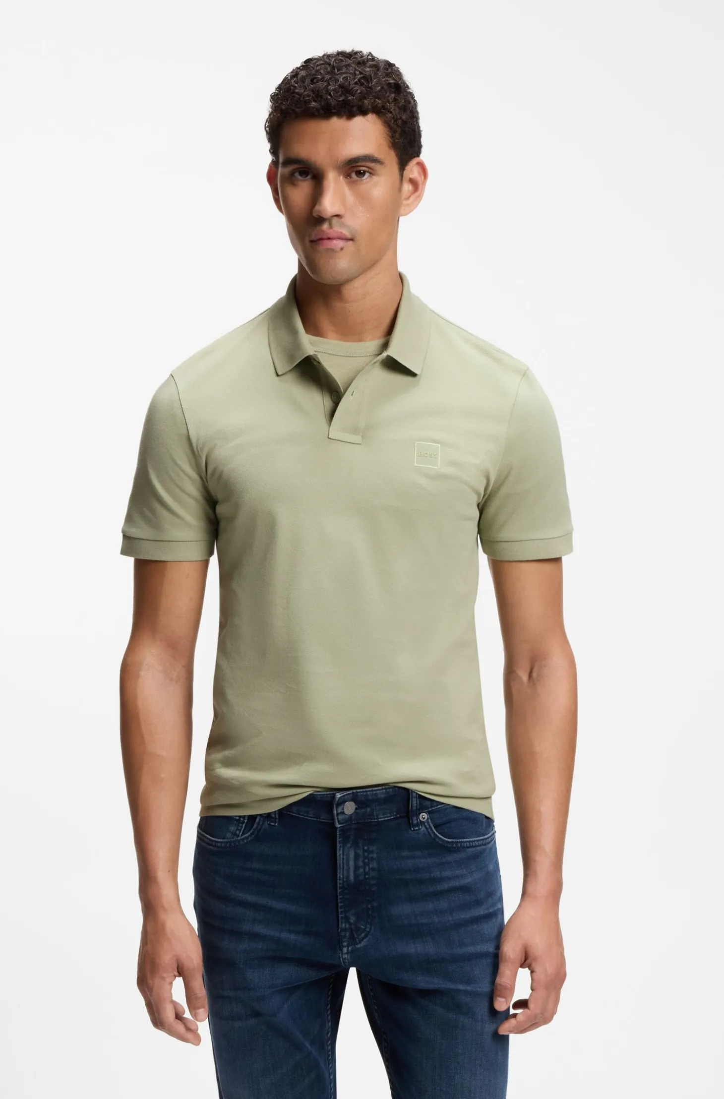Slim-Fit Polohemd aus Stretch-Baumwolle mit Logo-Aufnäher