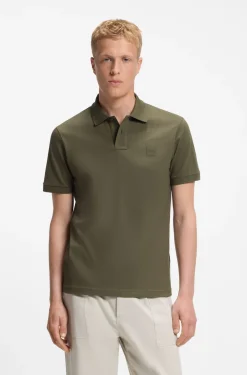 Slim-Fit Polohemd aus Stretch-Baumwolle mit Logo-Aufnäher