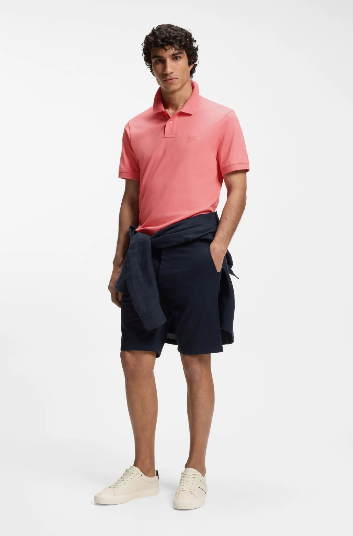 Slim-Fit Polohemd aus Stretch-Baumwolle mit Logo-Aufnäher