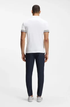 Slim-Fit Poloshirt aus Baumwolle mit gestreiften Ärmelbündchen