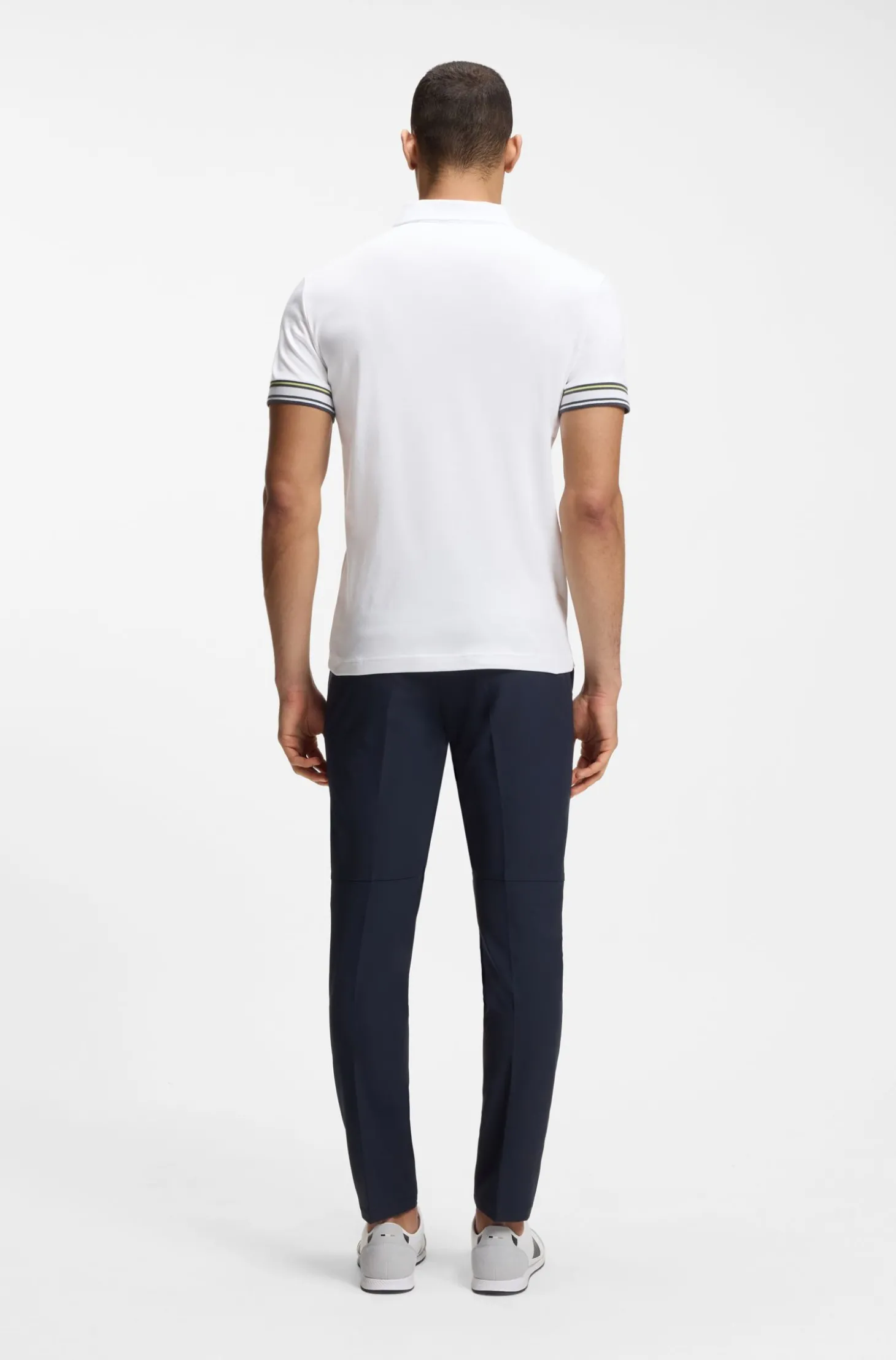 Slim-Fit Poloshirt aus Baumwolle mit gestreiften Ärmelbündchen
