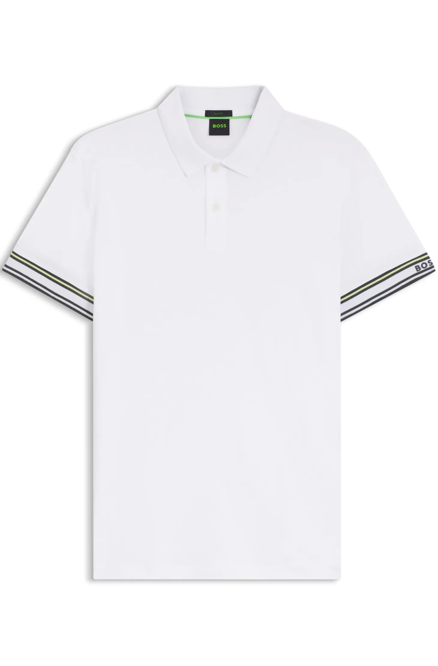 Slim-Fit Poloshirt aus Baumwolle mit gestreiften Ärmelbündchen