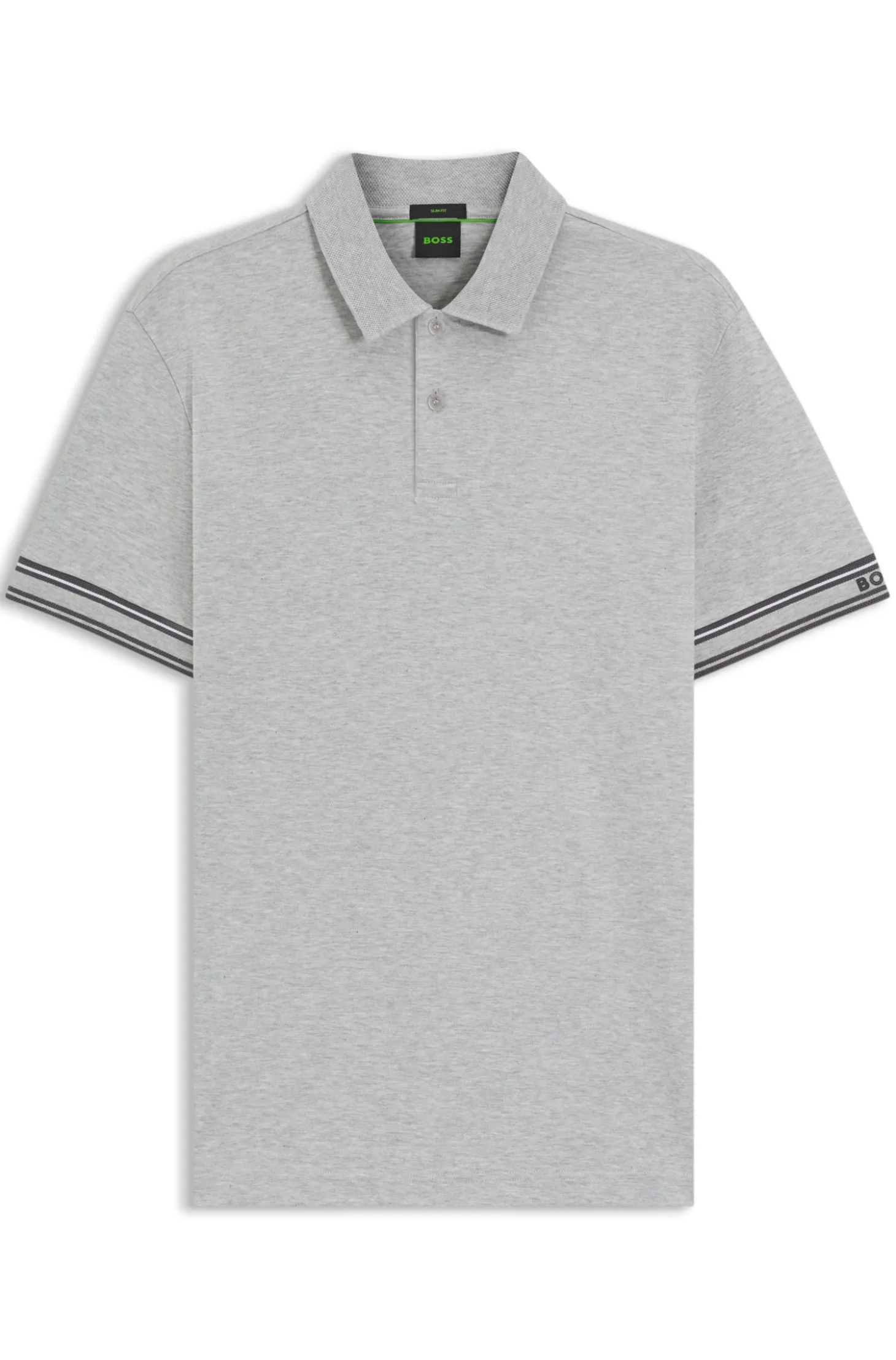 Slim-Fit Poloshirt aus Baumwolle mit gestreiften Ärmelbündchen