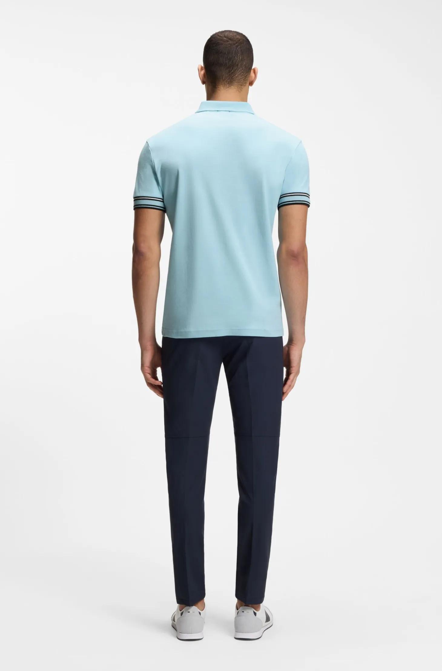 Slim-Fit Poloshirt aus Baumwolle mit gestreiften Ärmelbündchen