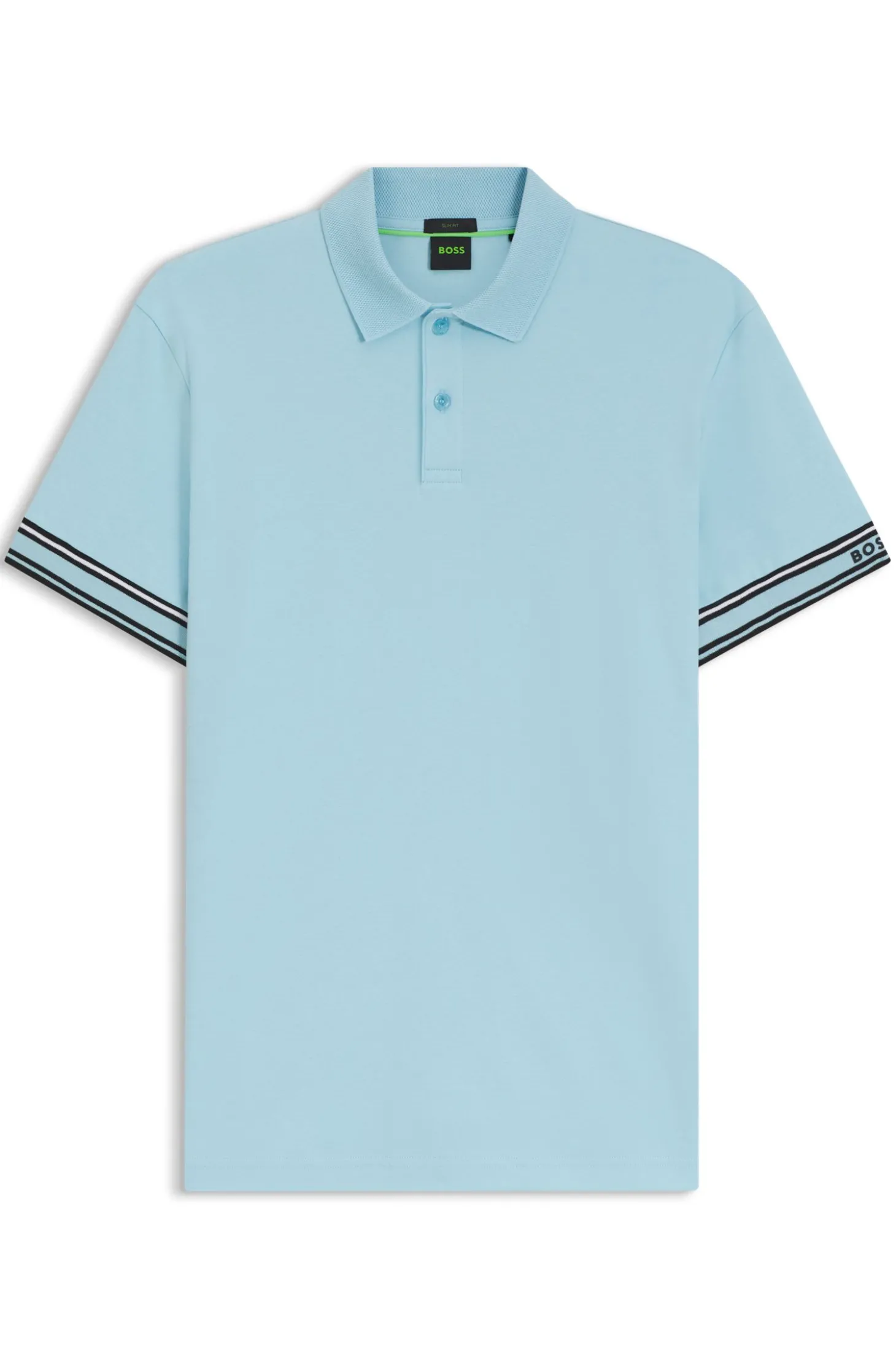Slim-Fit Poloshirt aus Baumwolle mit gestreiften Ärmelbündchen