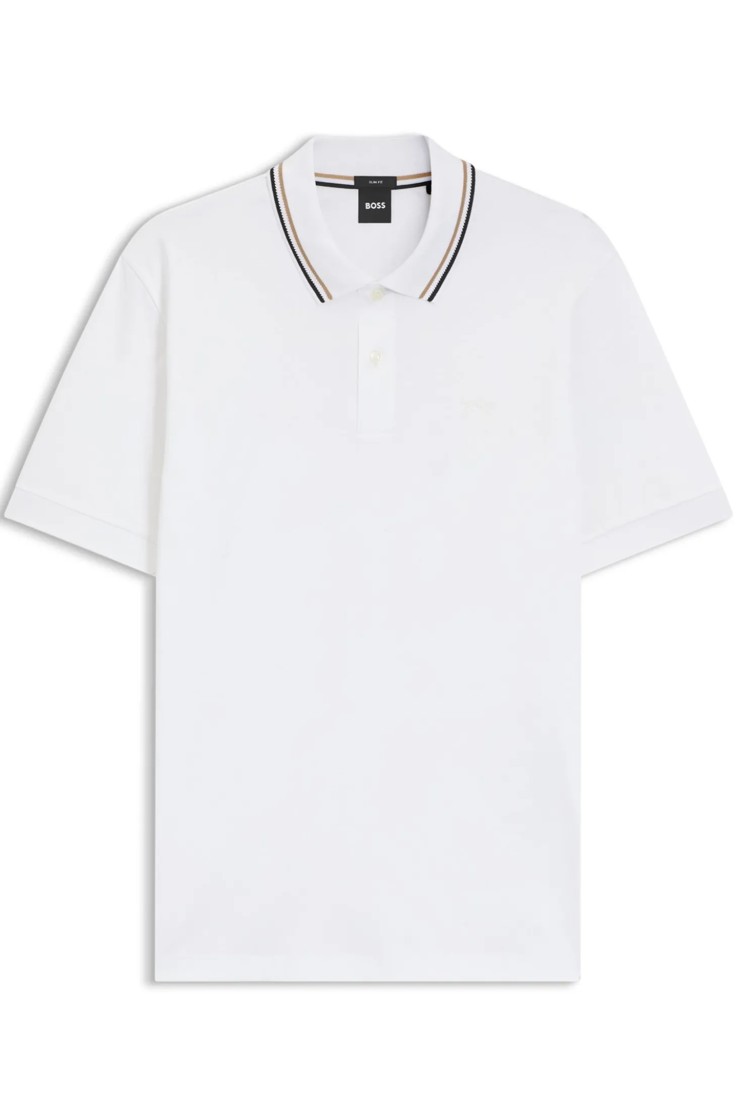 Slim-Fit Poloshirt aus Baumwolle mit gestreiftem Kragen