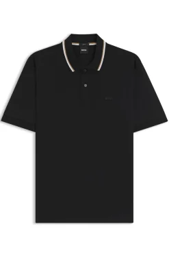 Slim-Fit Poloshirt aus Baumwolle mit gestreiftem Kragen