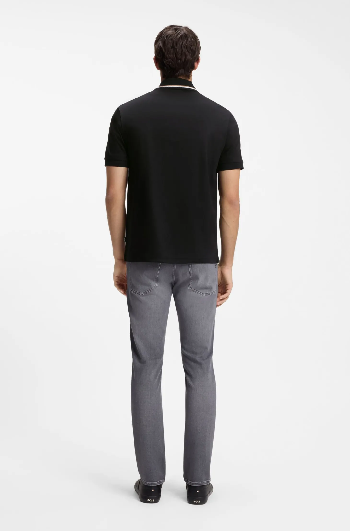 Slim-Fit Poloshirt aus Baumwolle mit gestreiftem Kragen