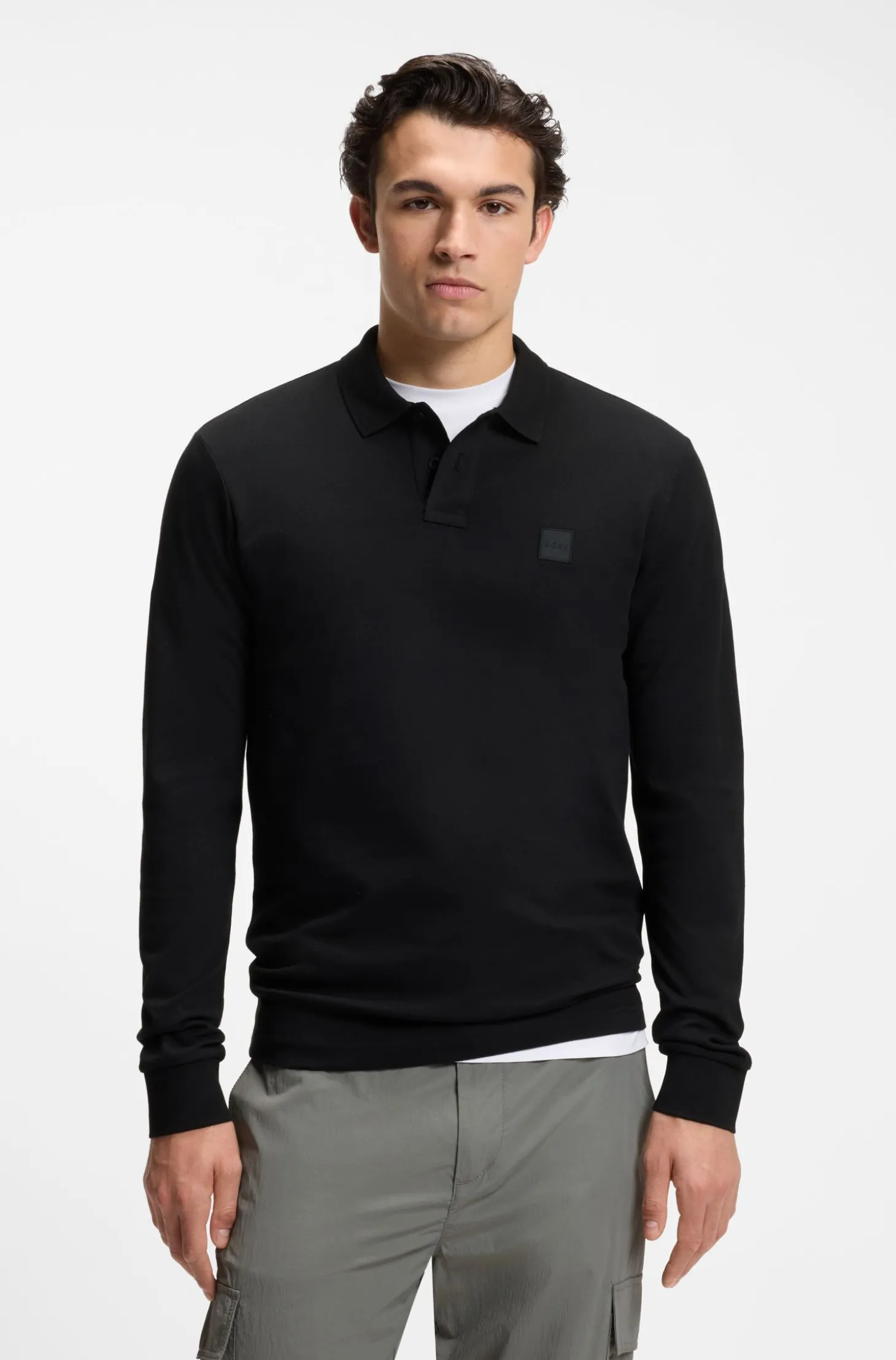 Slim-Fit Poloshirt aus elastischem Baumwoll-Piqué