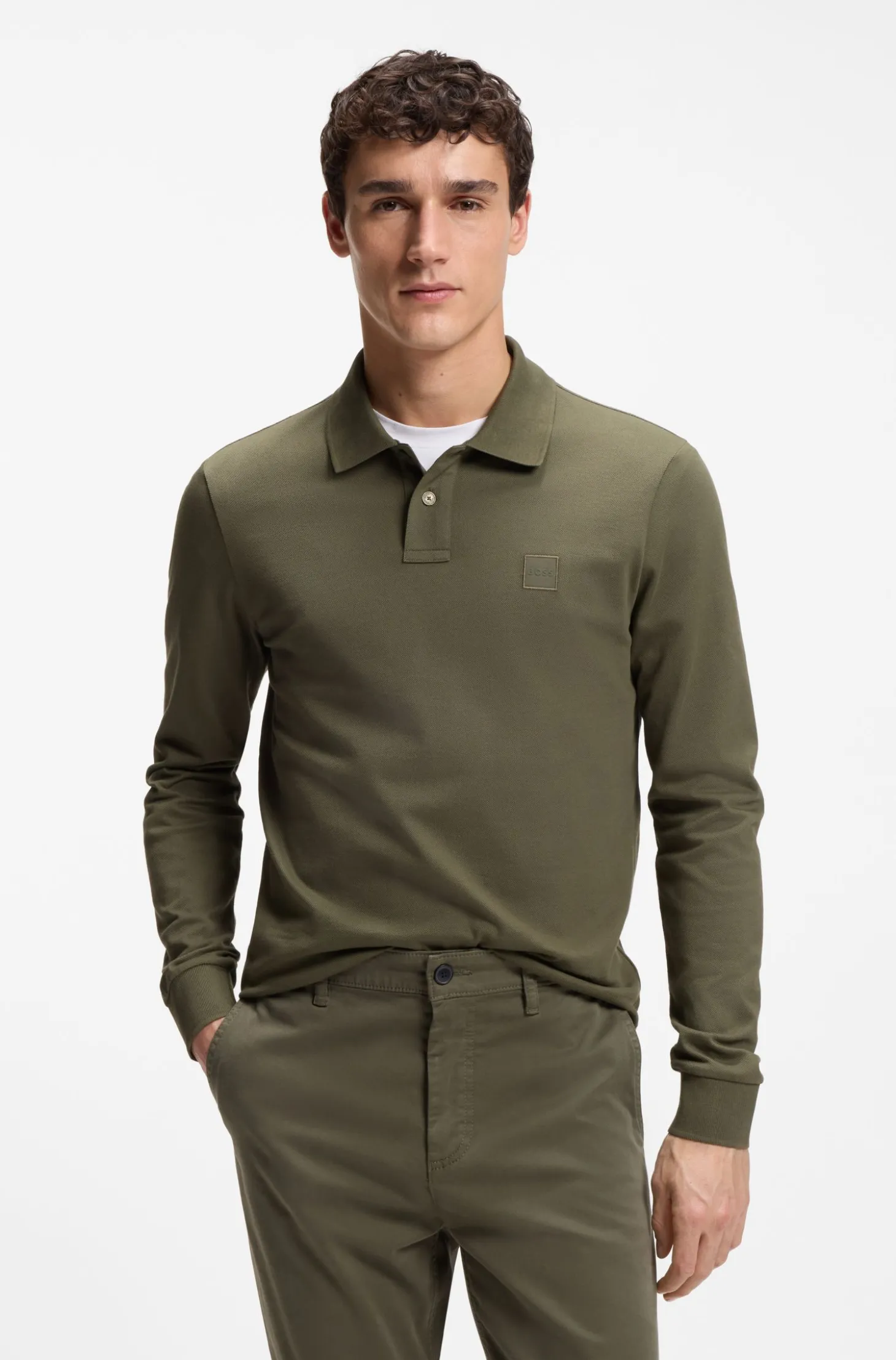Slim-Fit Poloshirt aus elastischem Baumwoll-Piqué