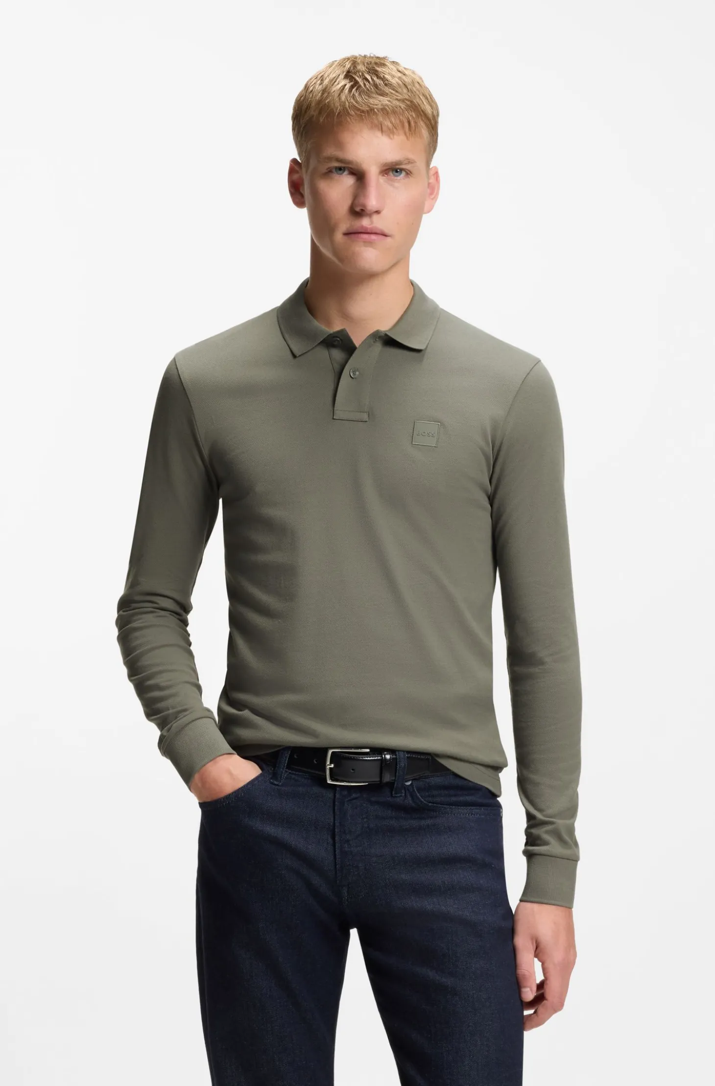 Slim-Fit Poloshirt aus elastischem Baumwoll-Piqué