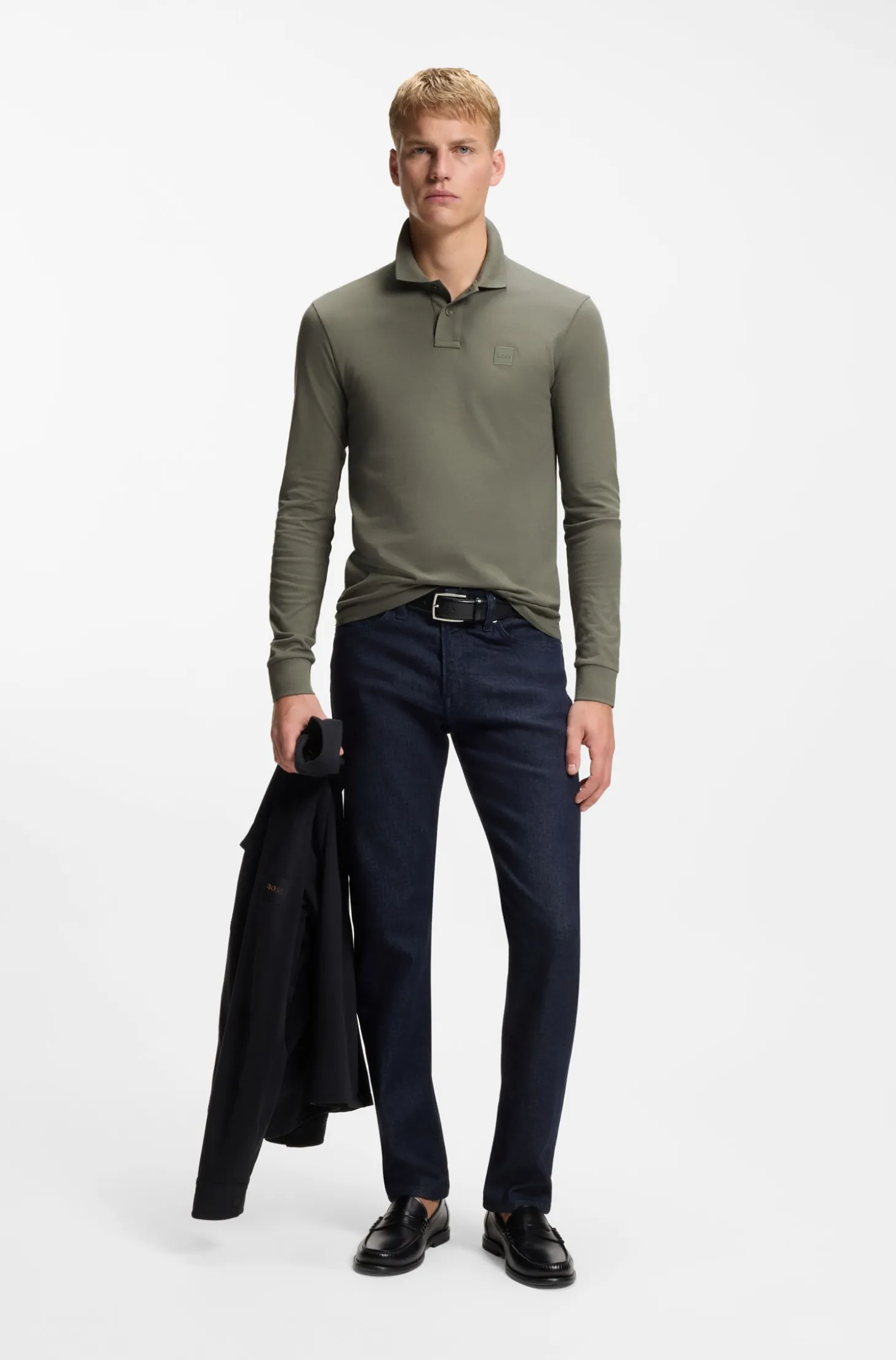 Slim-Fit Poloshirt aus elastischem Baumwoll-Piqué