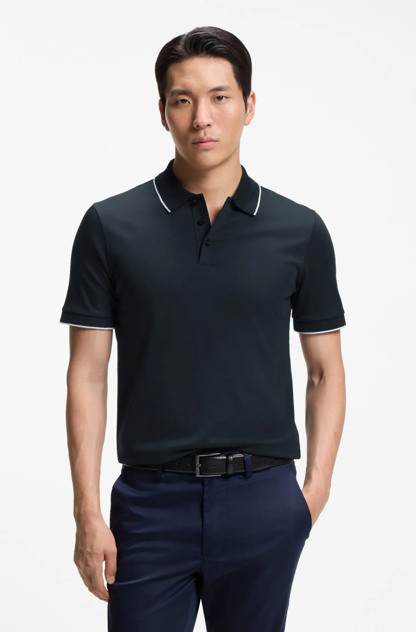 Slim-Fit Poloshirt aus merzerisierter Baumwolle