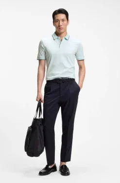 Slim-Fit Poloshirt aus merzerisierter Baumwolle