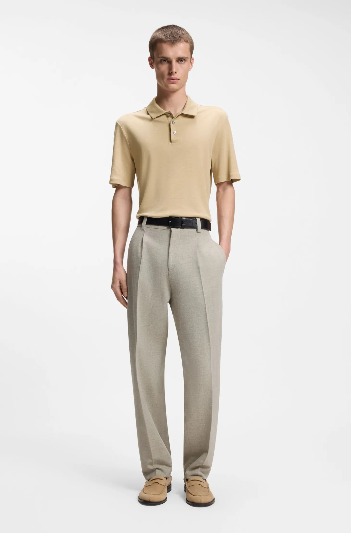 Slim-Fit Poloshirt aus Slub-Interlock