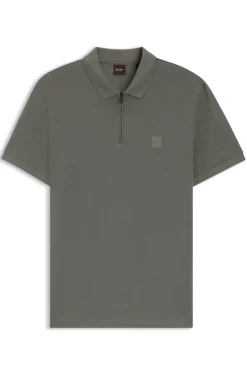 Slim-Fit Poloshirt aus Stretch-Baumwolle mit Reißverschluss