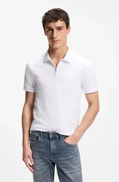 Slim-Fit Poloshirt aus Stretch-Baumwolle mit Reißverschluss