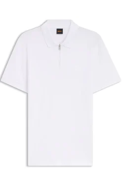 Slim-Fit Poloshirt aus Stretch-Baumwolle mit Reißverschluss