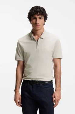 Slim-Fit Poloshirt aus Stretch-Baumwolle mit Reißverschluss
