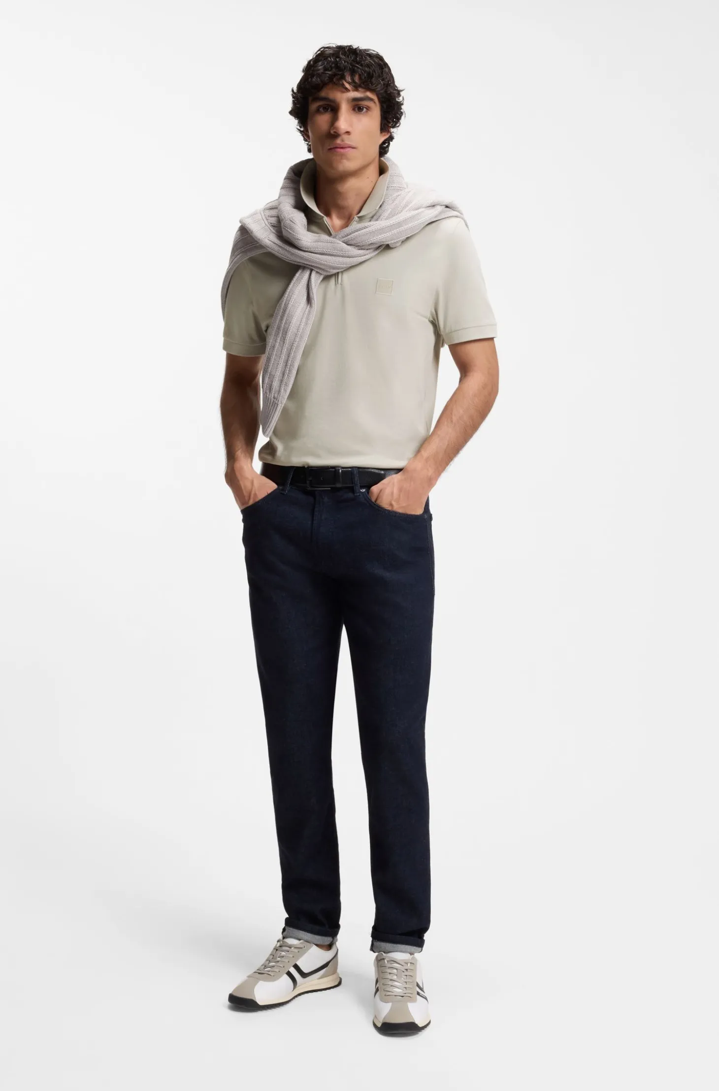Slim-Fit Poloshirt aus Stretch-Baumwolle mit Reißverschluss