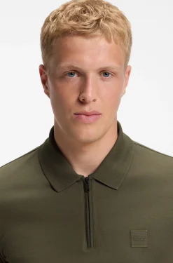 Slim-Fit Poloshirt aus Stretch-Baumwolle mit Reißverschluss