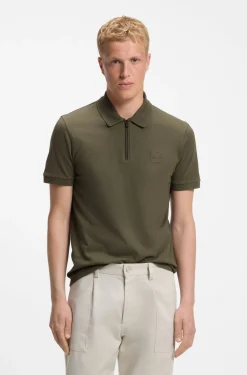 Slim-Fit Poloshirt aus Stretch-Baumwolle mit Reißverschluss