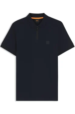 Slim-Fit Poloshirt aus Stretch-Baumwolle mit Reißverschluss