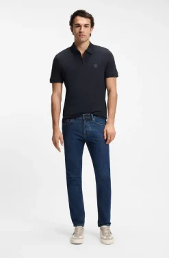 Slim-Fit Poloshirt aus Stretch-Baumwolle mit Reißverschluss